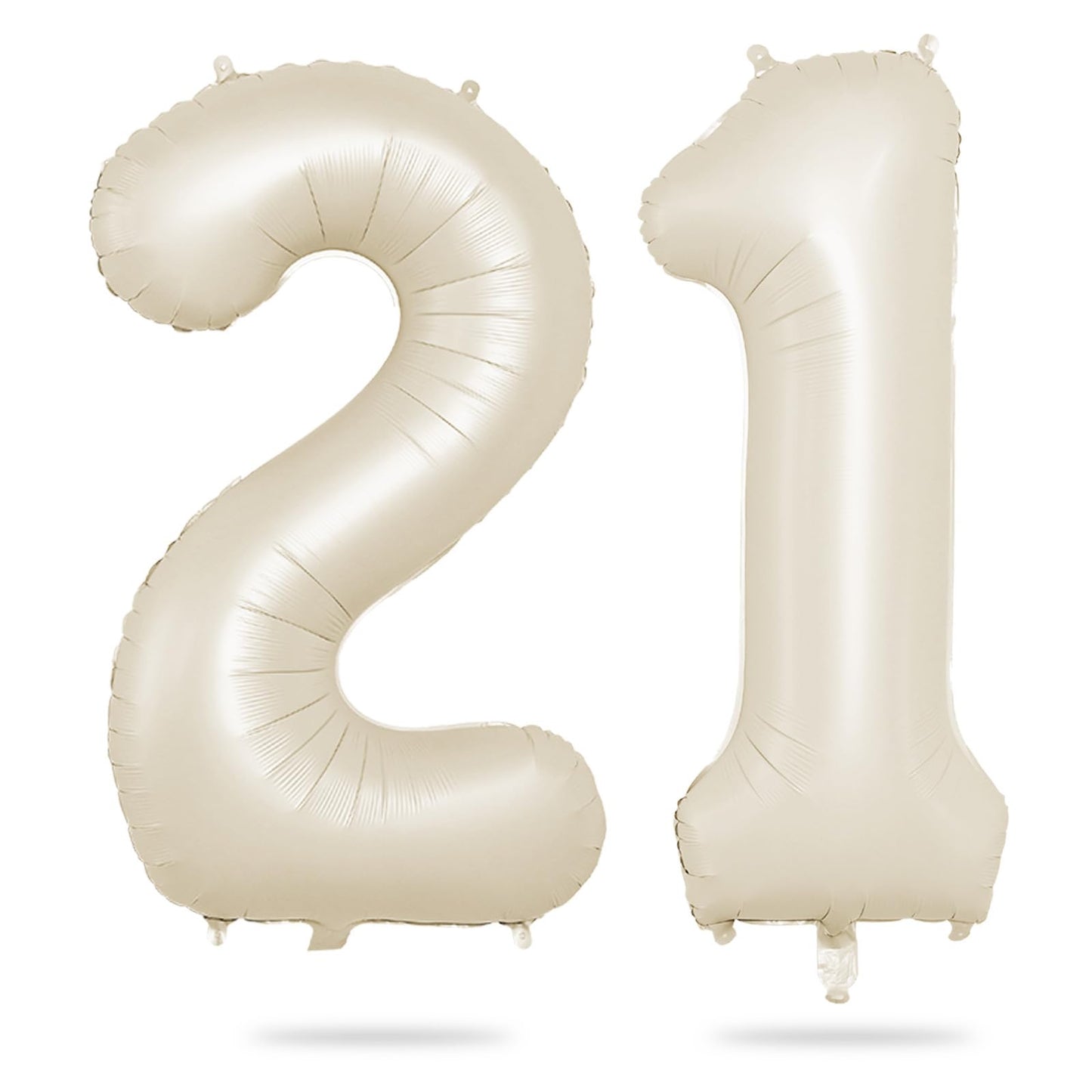 Biapian 40 Inch Cream Number 21 Balloon, 21St Birthday Balloons, Big Digital 21 Or 12 Beige White Giant 21 Foil Balloon Helium F