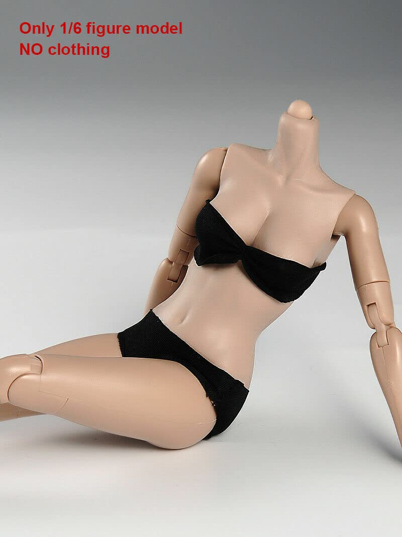 Roofworld 1/6 Scale Miniature Figure Body, 12Inch Pale Skin Super Flexible Joint Body Half-Pack Silicone Huge Bust Action Figure