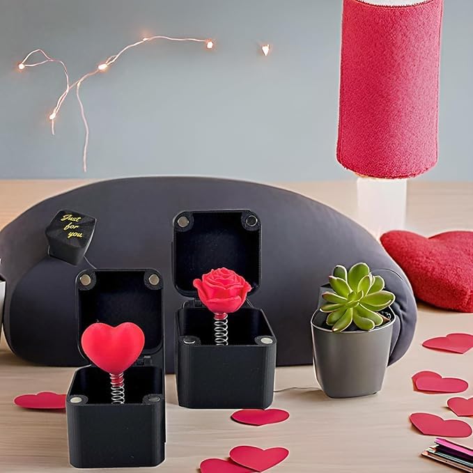 ajitxalr Rose Heart Box - Small Plastic Gift Set - 2 Pack for Christmas & Birthdays