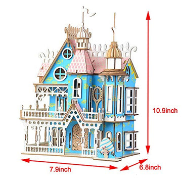 Nwfashion Wooden Dream Dollhouse Diy Kits 3D Puzeele For Christmas Party Halloween House (Color Dream House)
