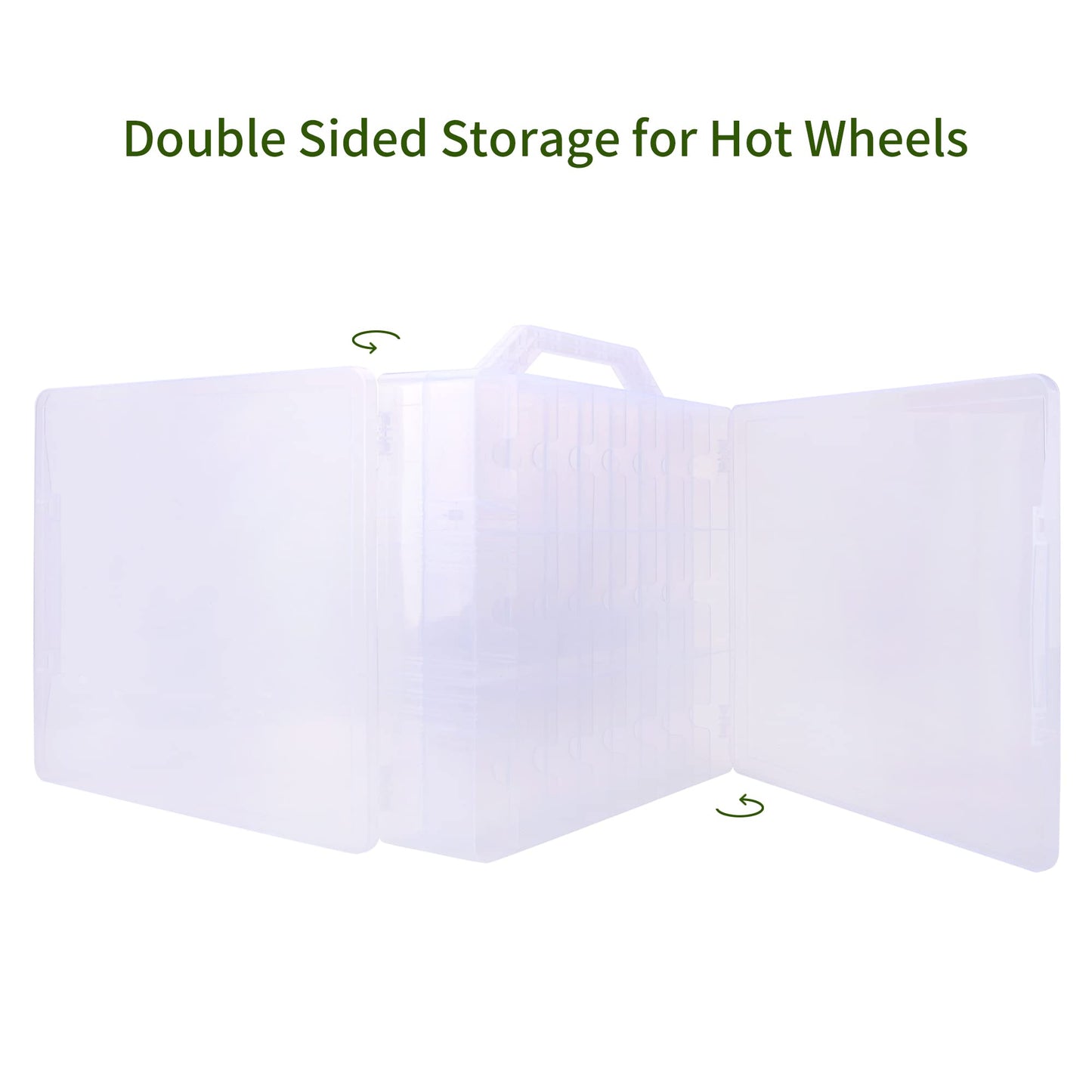 Kislane Double Sided Toy Car Storage Case For 48 Toy Cars, Matchbox Cars, Mini Toys, Small Dolls, Portable Transparent Storage C