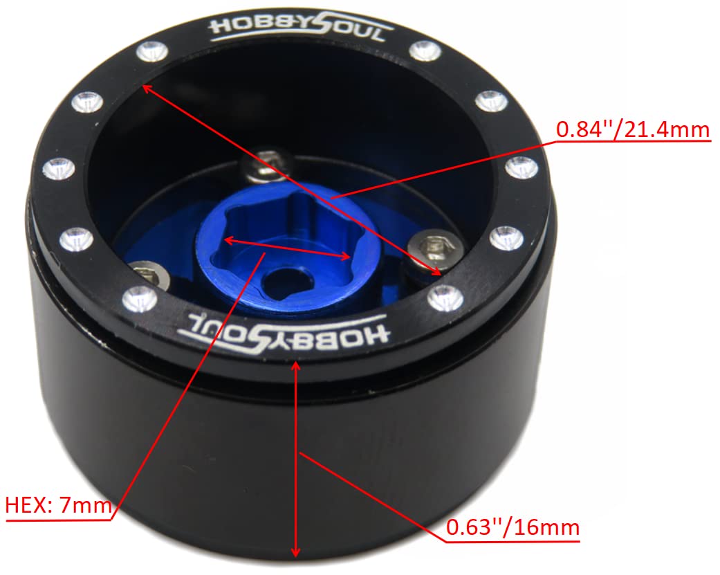 Hobbysoul Adjustable Offset 1.0 Beadlock Wheels Silver Black, Heavy 1.0 Rc Wheels 21G/Rim For 1/18 Traxxas Trx4M Axial Scx24 900