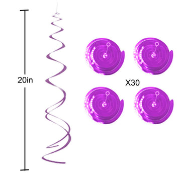 AimtoHome Party Swirl Decorations, Hanging Swirl for Ceiling Decorations, Purple, Pack of 30