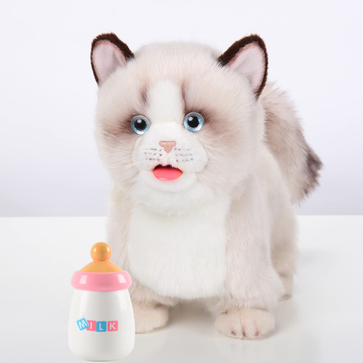 Electronic Interactive Cat Simulation Ragdoll Cat-Realistic Handmade Toy Cat With Walking, Barking, Wagging Tail & Talking-Like