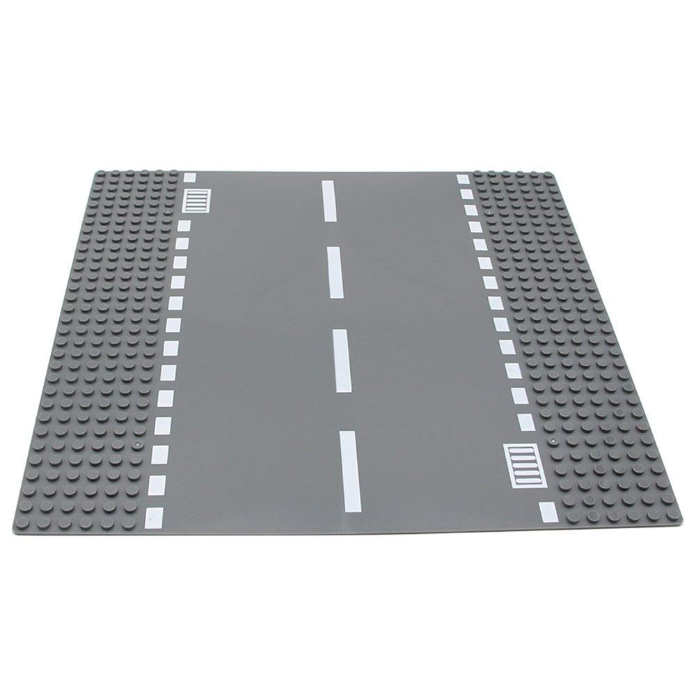 Feleph Classic Road Base Plates, City Street Straight Road Building Kit, 10 X 10 Inches Town Baseplate For Building Bricks Compatible With All Major Brands(Straight 4 Pieces)