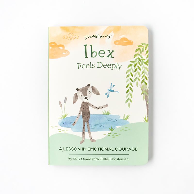 Slumberkins 14' Ibex Kin & 2 Board Books Complete Set Bundle | Promotes Emotional Courage, Resilience & Empathy | Social Emotional Tools For Ages 0+ (Ibex Kin Plush + 2 Board Books)