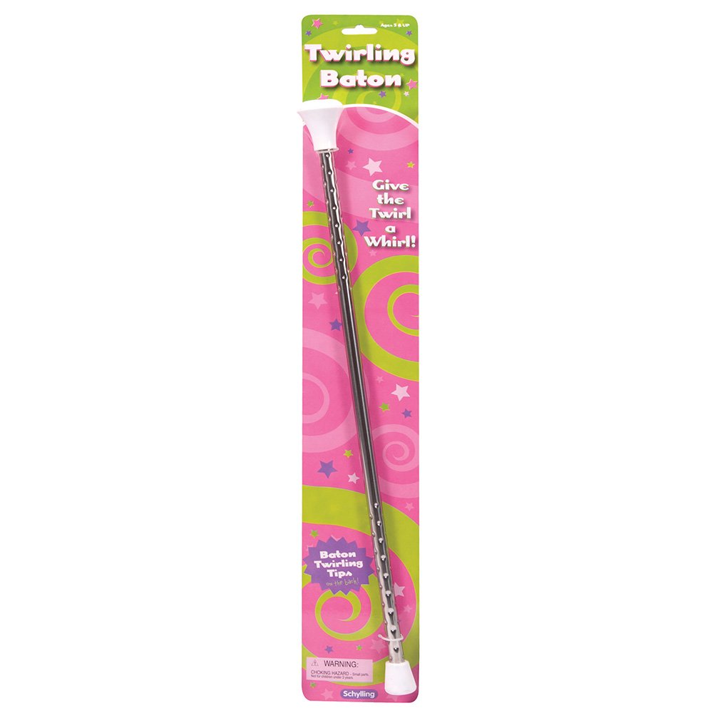Schylling Twirling Baton - Metal Kids Baton - Rubberized Ends In Assorted Pink, White, And Purple Colors - Ages 3 And Up - One Baton