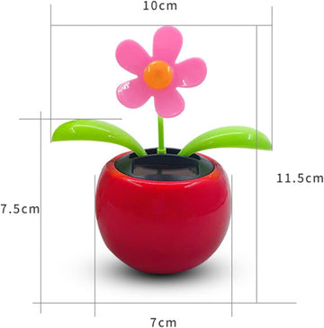 Red Seven-Starred Ladybug Solar Dancing Car Dashboard Decorations, Funny Solar Powered Dancing Flower Pot Car Ornaments Flower S