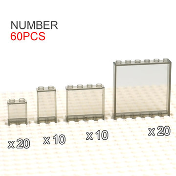 Clear Tranparent Flat Plates Bricks, 24 Pieces And Parts 1X6X5 Classic, Window Bulk Building Blocks Accessories (Transparent) (T