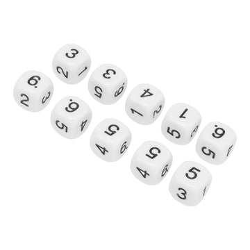 Number Dice, 20Pcs Plastic 6 Sided Game Dice 16Mm Round Corner Polyhedral Dice Set For Numeral Teaching Board Games (White)
