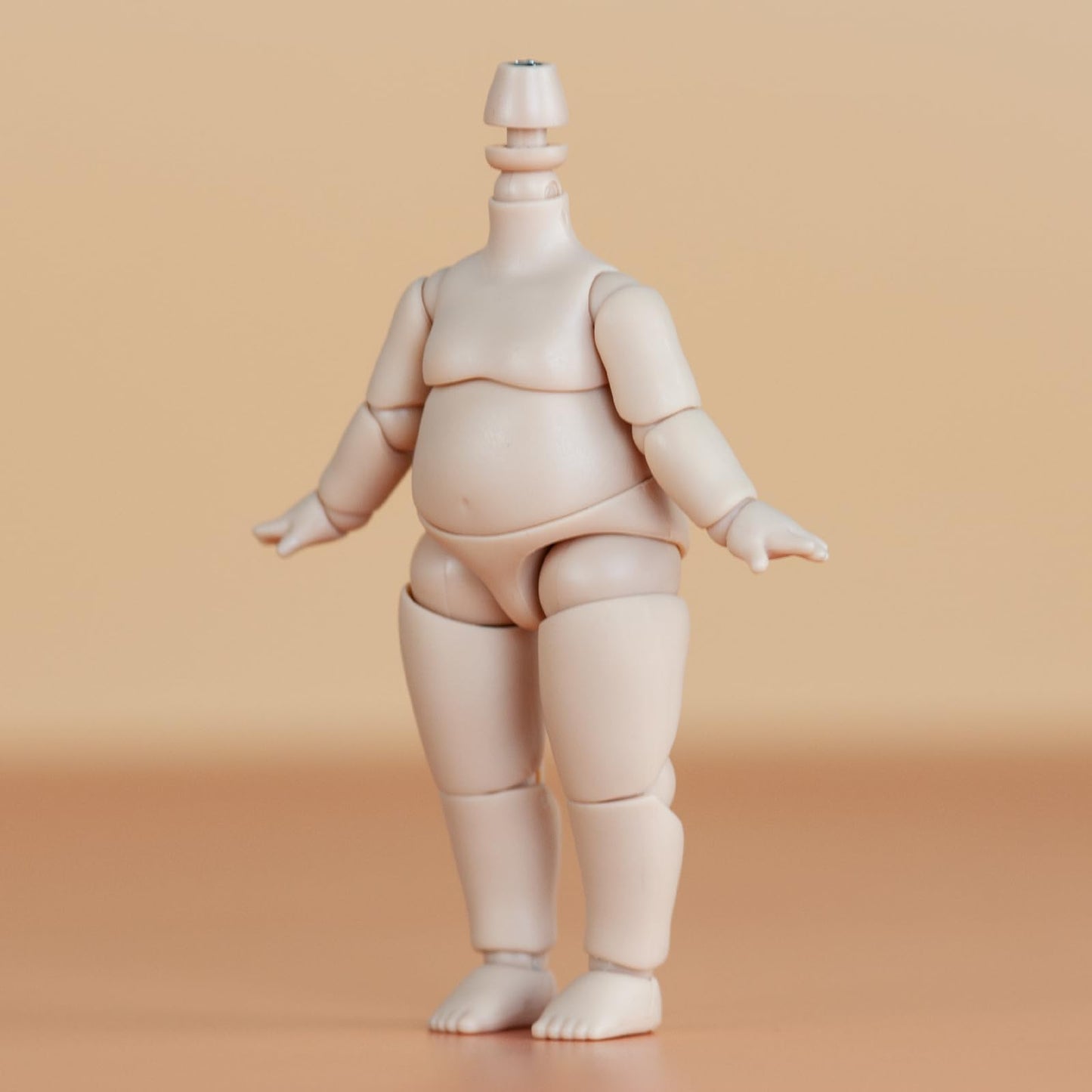 Ymy Pear Shaped Doll Body 1/12 Scale Cute Fat Action Figure Suitable For Ymy 1/12 1/8 Bjd Gsc Doll Head (Light Tan)