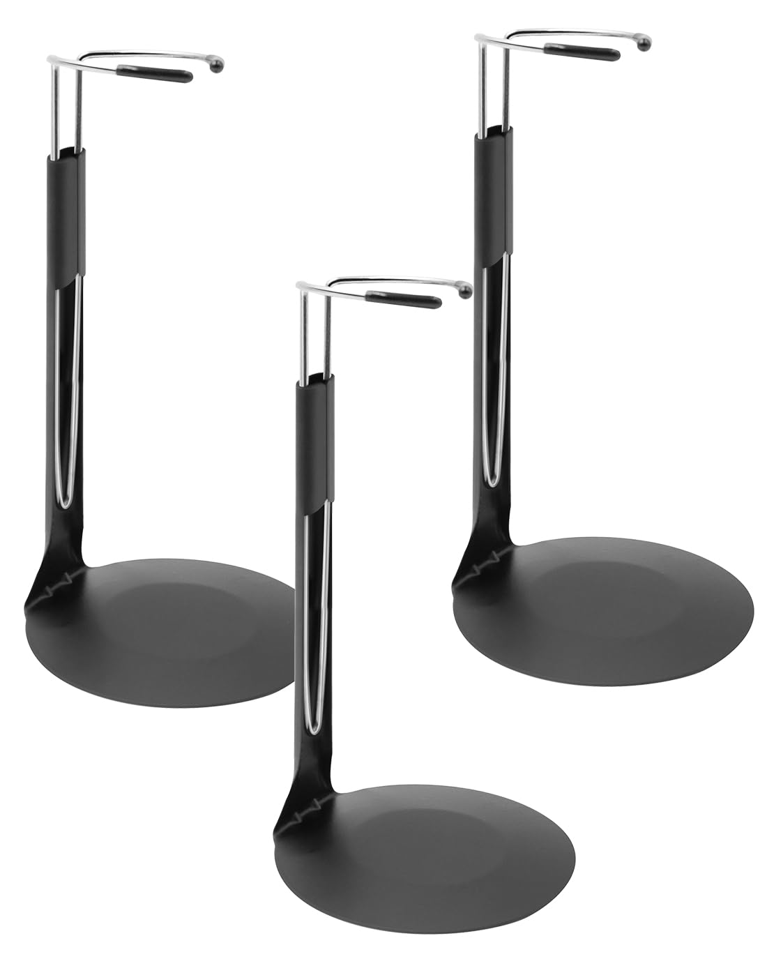 Upvolcora Black Adjustable Dolls Stands 3 Pack Display Holder, 8'' To 12'' Dolls Or Action Figures Shelf, Waist Is 2 To 2.5 Inch