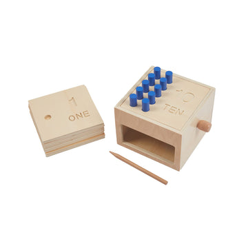 Adena Montessori Toys Wooden Counting Peg Game - Learn To Count 1-10 With Numerals, Peg Drop Box & Tumbling Pegs - Educational T