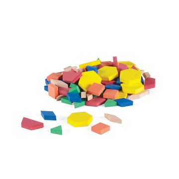 hand2mind Foam Pattern Blocks Set of 100 - Multicolored Geometric Shapes for Kids, Toddler Manipulatives, Kindergarten Learning Tools