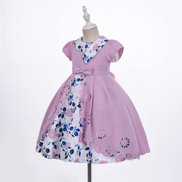 Cosplay Life Floral Dress for Girls and Young mature-themeds Fashion Flower Waistline Kids Party Festival Dress Ages 5-9 Years Old (Onion 7YRS)