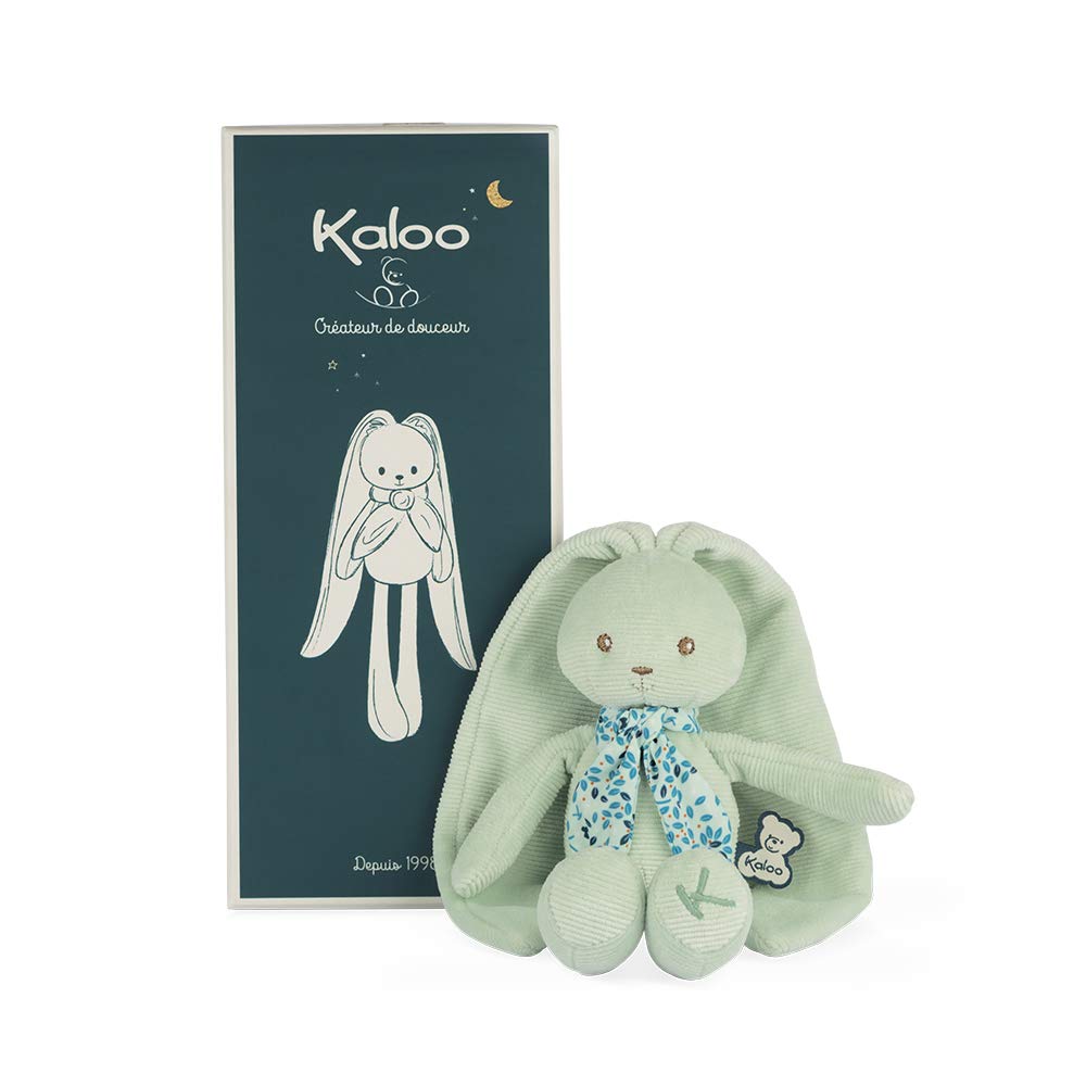Kaloo Lapinoo My First Friend Corduroy Rabbit - Machine Washable - 10” Tall In Gift Box - Aqua Ages 0+ - K969938