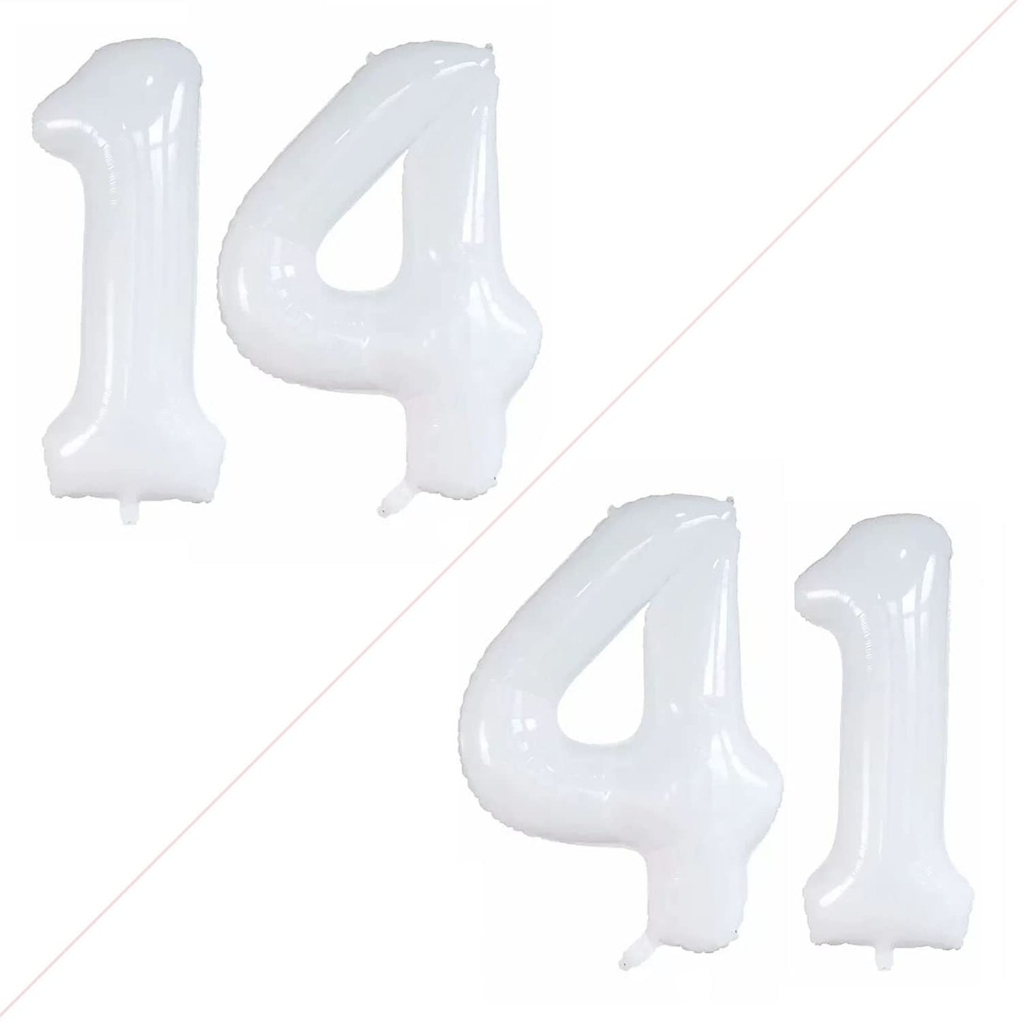 Goer Number 14 Balloons For 14Th Birthday Sweet 14 Party Decorations,42 Inch Jumbo Foil Helium 41 Balloons For 41St Birthday Party Decoration (White)