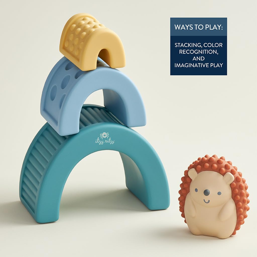 Itzy Ritzy Sensory Blocks Set - Baby Building Blocks 10-Piece Set - Baby Blocks Feature Soft Blocks & Textured Characters - Sensory Toy For Babies & Toddlers Aged 0 Months And Up