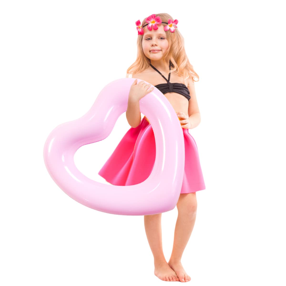 Zhuynxir Pink Heart Float,Kids Heart Pool Floats, Water Fun Beach Party Toys For Kids,Birthday Scene Layout Props.(18 In, Pink