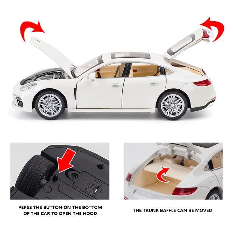 Adlon Car 4 Wheel Drive Metal Car Pull Back with Open Doors, Engine Cover, Tail with Front and Rear Light & Music Great Gift for