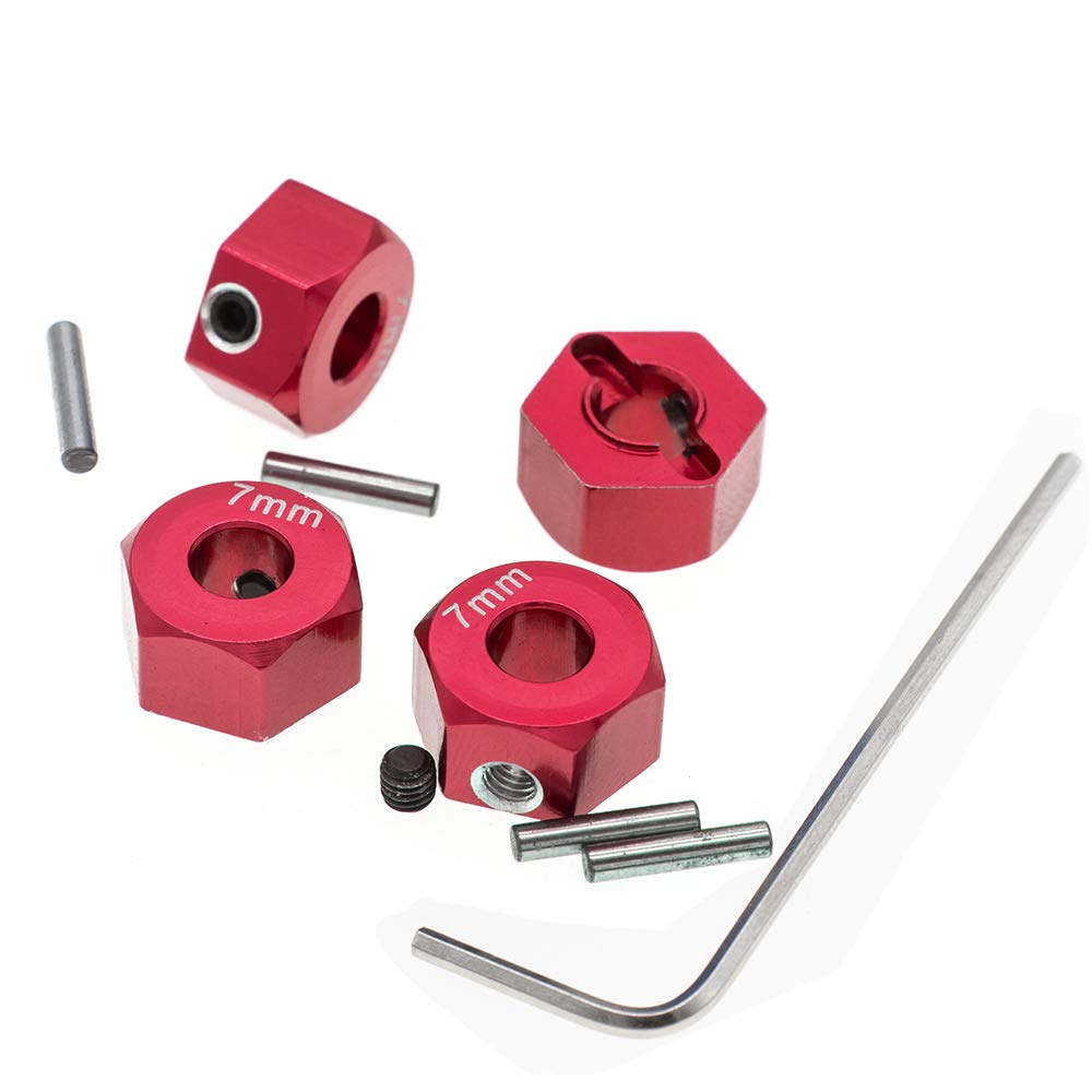 CODA RACING RC Model Hop-ups 12mm Hex Wheel Hubs(4) 7mm Thick for Traxxas 1/10 4WD Rustler,Slash,Stampede-Replaces Part 1654(4pc
