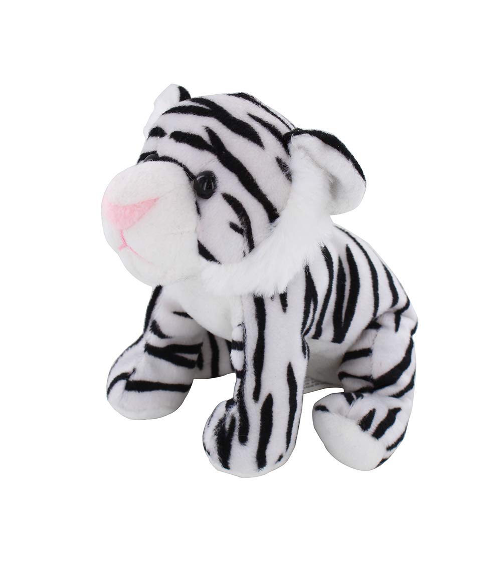 Plushland Beanie Moose Sitting 7 Stuffed Toys Plush Super Soft Winter Holiday (New Beanie White Tiger)