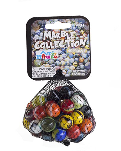 Ader Products My Toy House Glass Marbles Bulk, Set Of 40, (36 Players And 4 Shooters) Assorted Colors, With Game Marbles Rules