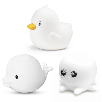 Lumipets Kids Bath Toys Set - Light Up Bath Cubes & Floating Rubber Animal Toys, Bathtub Lights For Kids, Swimming Bath Toys, Co