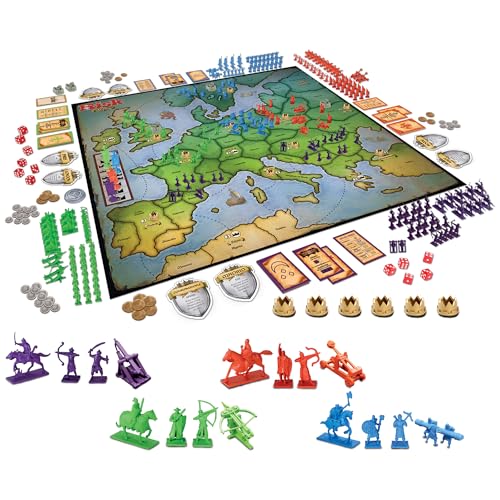 Winning Moves Risk Europe Board Game, Medieval Conquest for 2-4 Players, Ages 14+, Cardboard, Model 1232, Blue