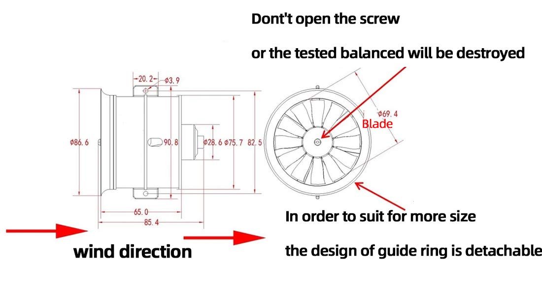 DD 70mm EDF 12 Blades Ducted Fan with 3400KV RC Brushless Motor Balance Tested for EDF 4S RC Jet Airplane