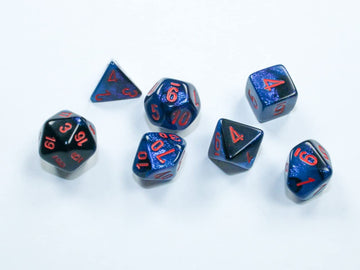 Dnd Dice Set-Chessex D&D Dice-Gemini: Mini 7Pc Polyhedral Black-Starlight/Red Dice Set-Dungeons And Dragons Dice Includes 7 Dice – D4, D6, D8, D10, D12, D20 And D%