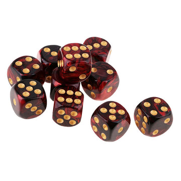 Yiotfandoll 10PCS Polyhedral Dice D6 Dice 16mm Acrylic Dice Game Dice for RPG MTG DND Dice Table Games (Red Black)