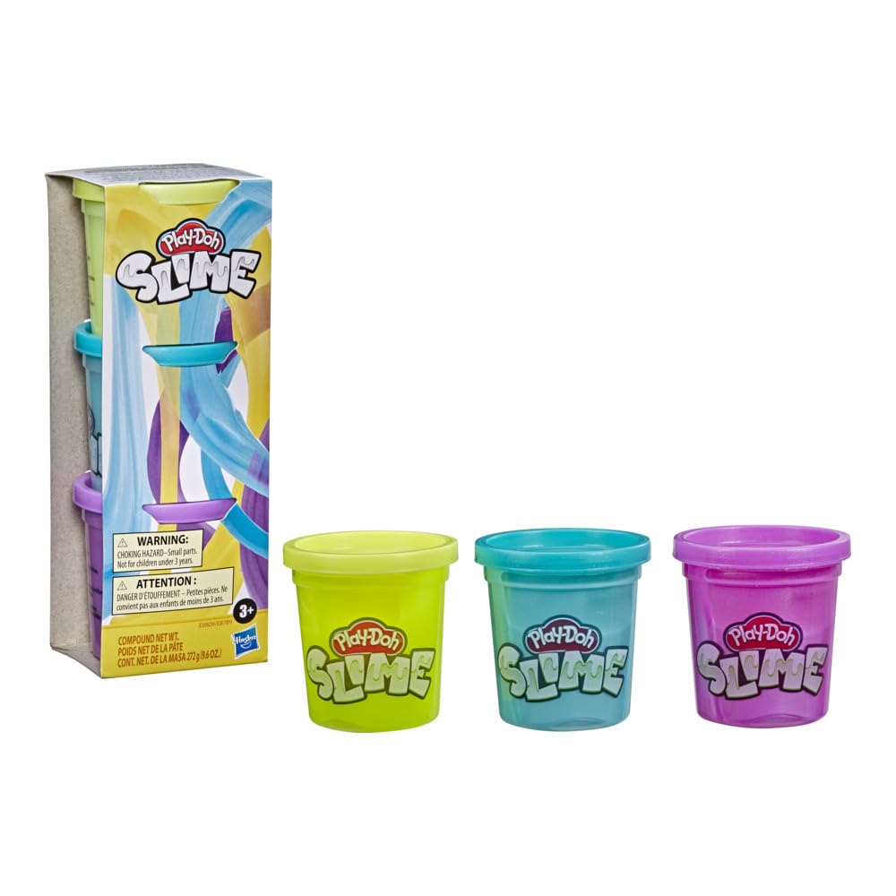 Play-Doh Brand Slime 3 Pack Of Non-Toxic Slime - Yellow, Metallic Purple, & Metallic Teal
