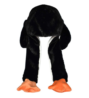 JOYHY Kids Adults Plush Hat Ear Moving Ear Flap Hat With Paw Penguin