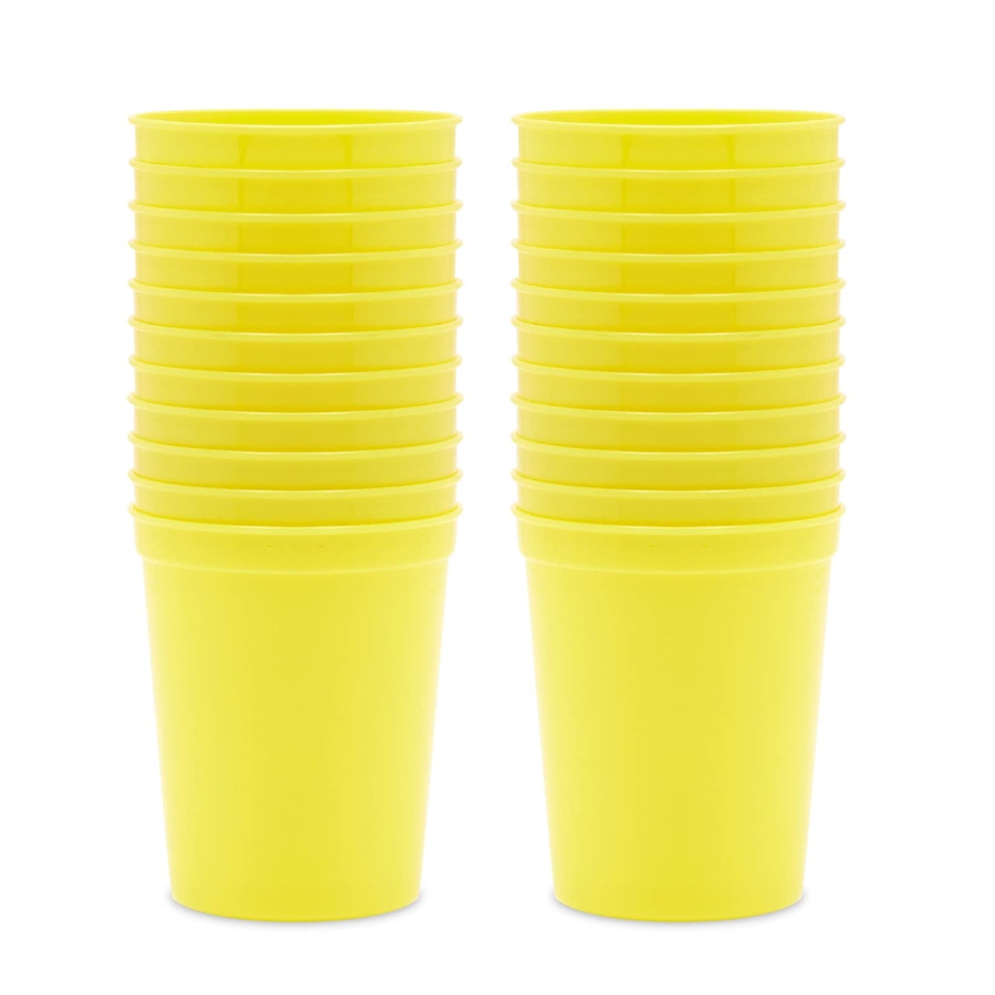 Blue Panda 25 Pack Yellow Plastic Stadium Cups - 16 Oz Bulk Yellow Reusable Plastic Cups For All Occasions & Celebrations