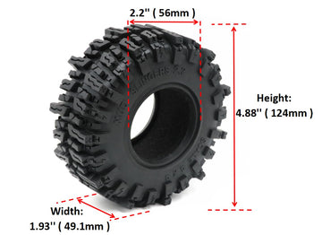 HOBBYSOUL 2pcs RC 2.2 Mud Slingers Tires Soft Sticky Crawler Tyres Tall 124mm / 4.88inch for Axial Wraith Axial Yeti 1/10 / Trax