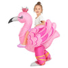 Kids Halloween Inflatable Costume, Ride On Flamingo Air Blow Up Funny Inflatable Suit, Halloween Costumes For Girl/Child 7-10 Yrs
