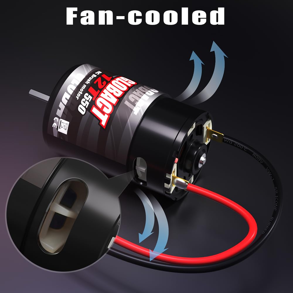 GLOBACT RC Motor 550 12T Brushed Motor for 1/10 Slash ARRMA Granite Senton Axial Redcat HSP HPI Wltoys Kyosho