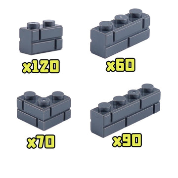 Wsryltch Classic Masonry Profile Bricks Pieces: 340 Pcs Wall Accessories Building Block Parts Sets(Dark Gray)