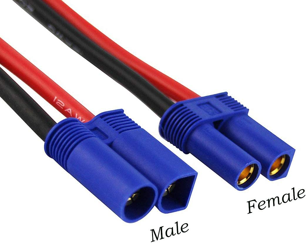 3Pairs EC5 Connectors Male & Female 5.0mm Banana Connector Plug 12 AWG 10cm Soft Silicone Wire Cable for RC Airplane Quadcopter