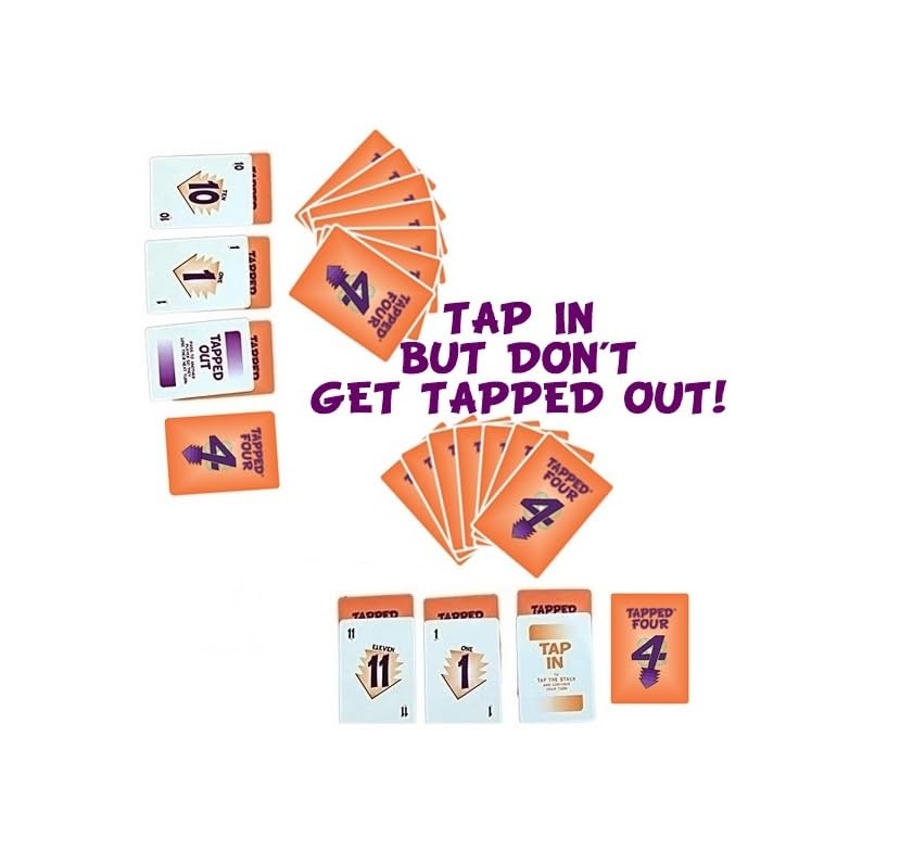 Tapped Four Travel Edition Card Game - 2 To 6 Players - Extra Tap Cards - Strategy, Luck, Laughter, Fun - Family And Friends