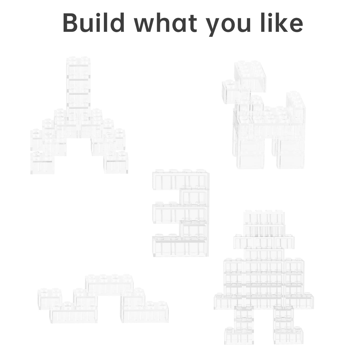 Webrick Classic Building Bricks 100 Pieces 2X4 Transparent, Classic Brick Block Parts And Pieces 3001, Compatible With Lego, Age