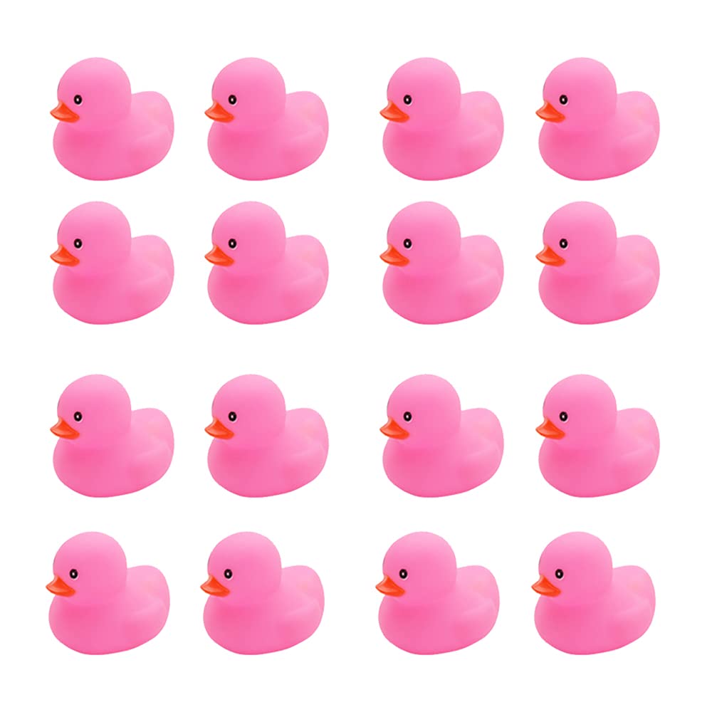 16Pcs Pink Rubber Duck Kids Bath Duck Toys ,Squeak Rubber Ducks In Bulk Rubber Ducks Baby Shower Duck Decorations Party Favors (2.2’’)