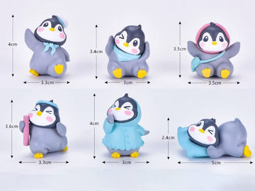 BHOOLU&GOOLU Cute Miniature Funny Little Penguin - 6 Pcs Set (Hight : 4 CM)