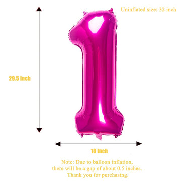 32 Inch Pink Number 1 Balloons Foil Ballon Digital Birthday Party Decoration Supplies (Pink Number 1 Balloon)
