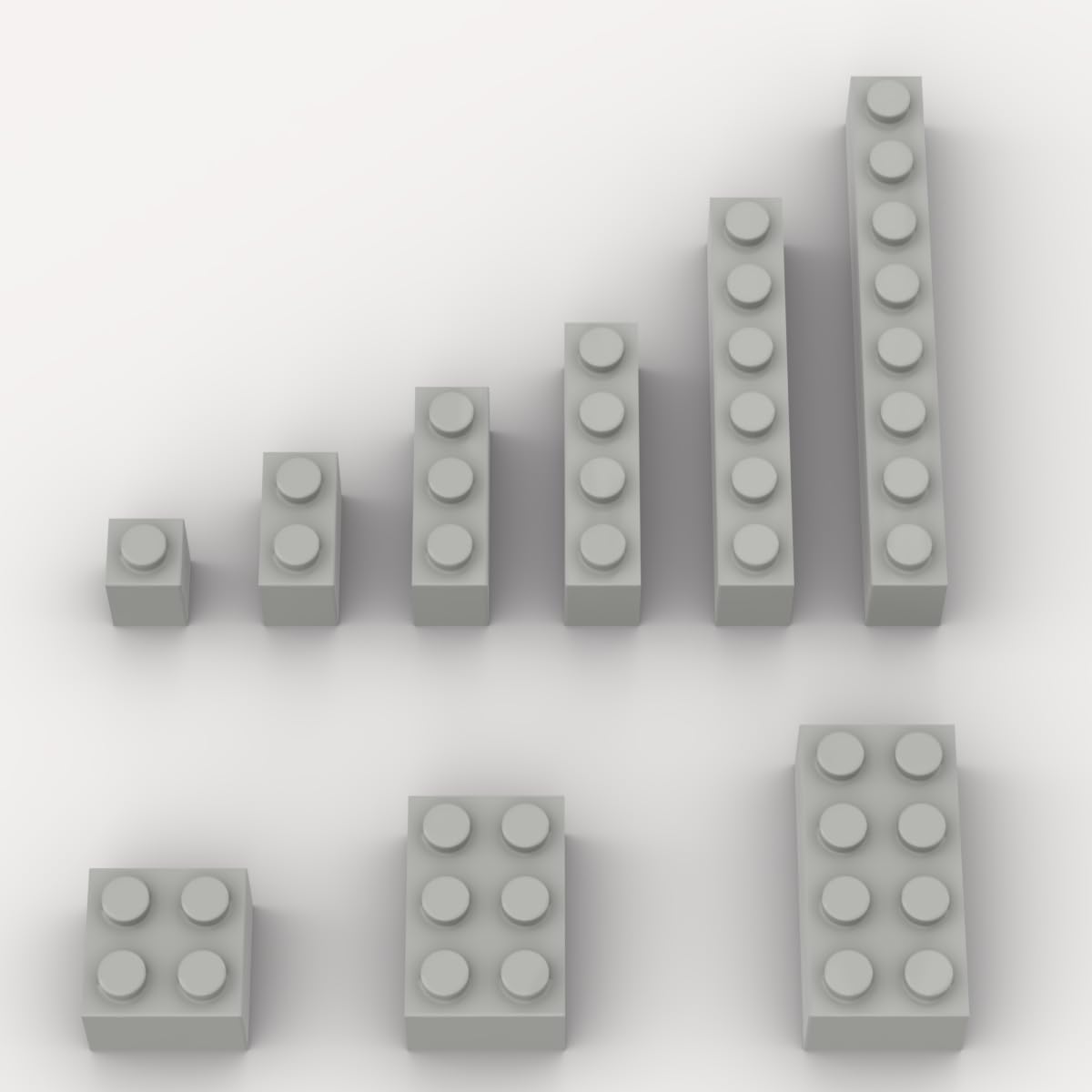 100 Piece Light Gray Bricks Bulk Assortment Pack, 9 Size Light Grey Classic Building Blocks Bricks, Compatible With Lego Parts A