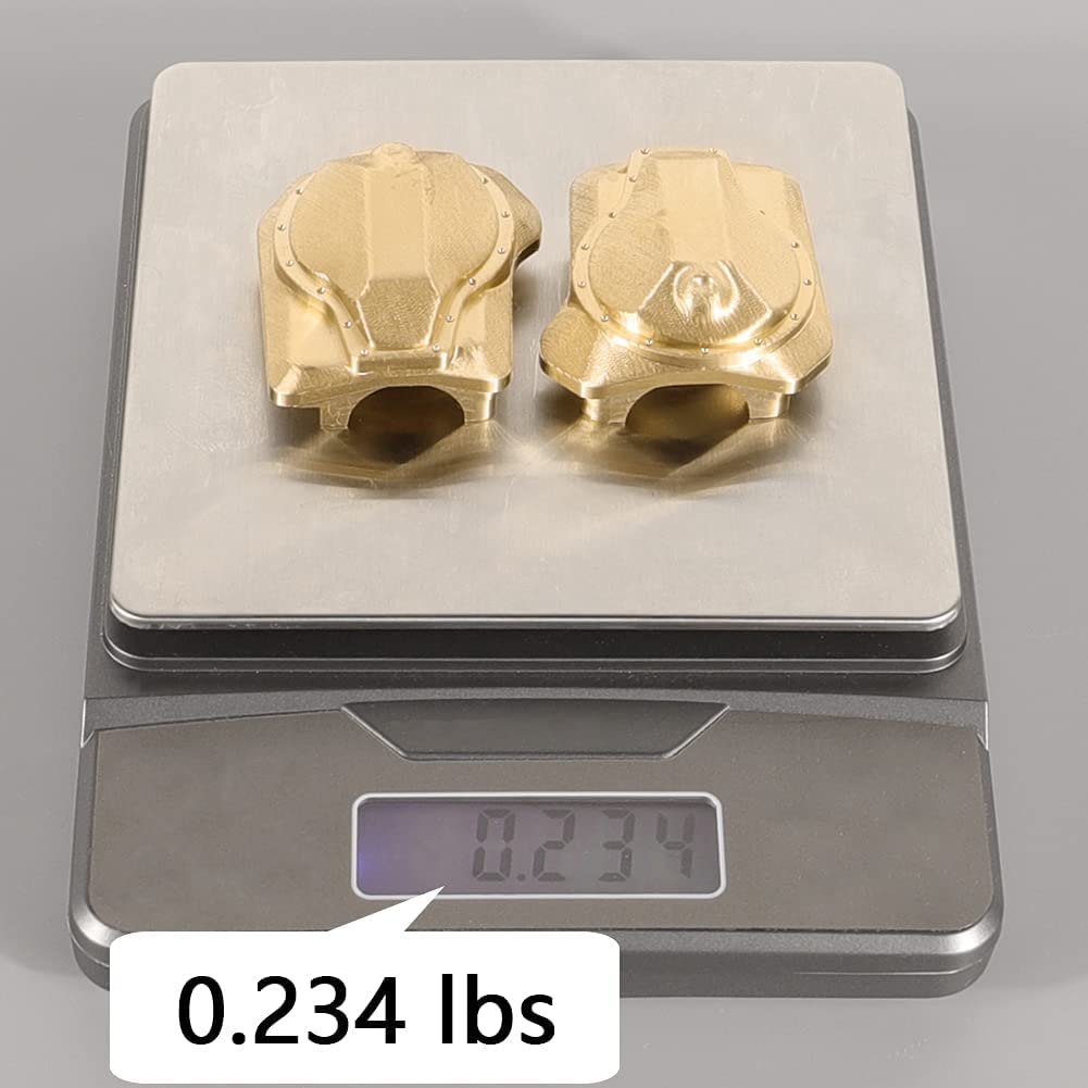 WEISHUJI 2pcs Brass Diff Cover, Brass Differential Cover, Heavy Duty Brass Axle Differential Cover for TRX4 T4 Upgrades 1/10 RC