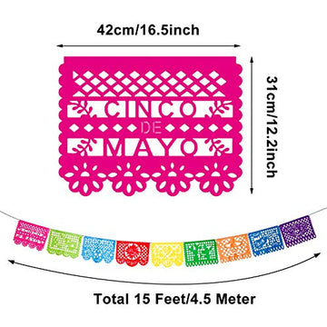 4 Packs Mexican Party Banner 60 Feet Fiesta Plastic Papel Picado Banner Cinco de Mayo Dia De Los Muertos Decor Day of The Dead D