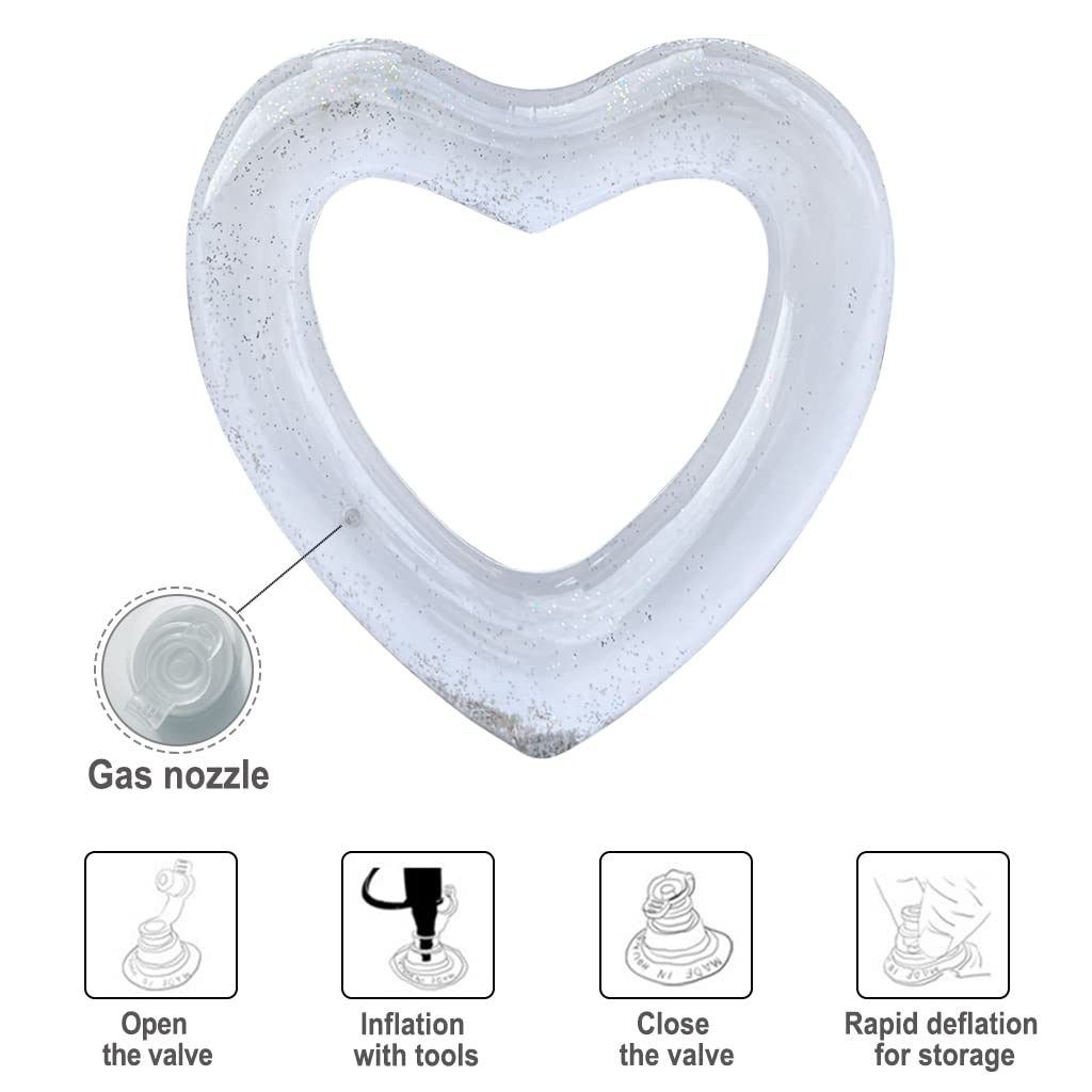 Blublu Park 2 Pcs Inflatable Heart Pool Float, 47.3 X 39.4 Inch Sweet Love Swim Rings Float Loungers Tube For Summer Water Fun B