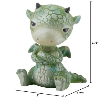 2.75 Inch Cold Cast Resin Green Sulky Dragon Full Of Pout Figurine